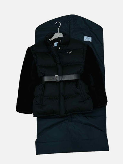 Pre - loved PRADA Re - Nylon Black Quilted Jacket at Reems Closet