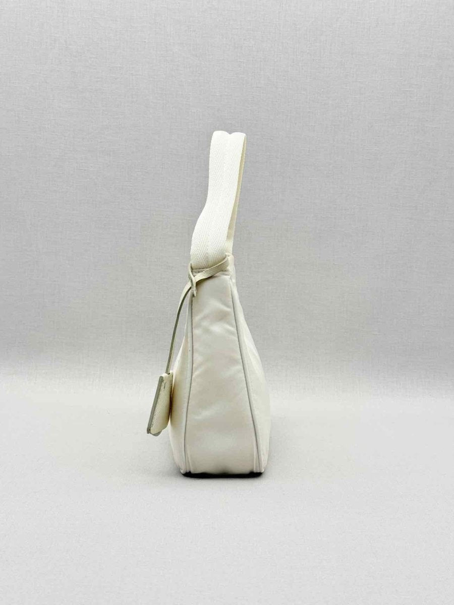 Pre - loved PRADA Re - Nylon Off - white Hobo bag at Reems Closet