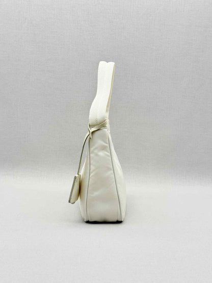 Pre - loved PRADA Re - Nylon Off - white Hobo bag at Reems Closet