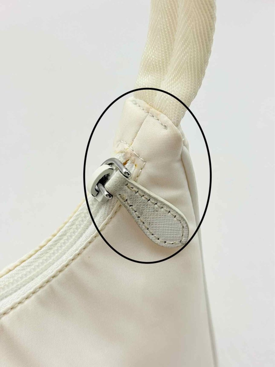 Pre - loved PRADA Re - Nylon Off - white Hobo bag at Reems Closet