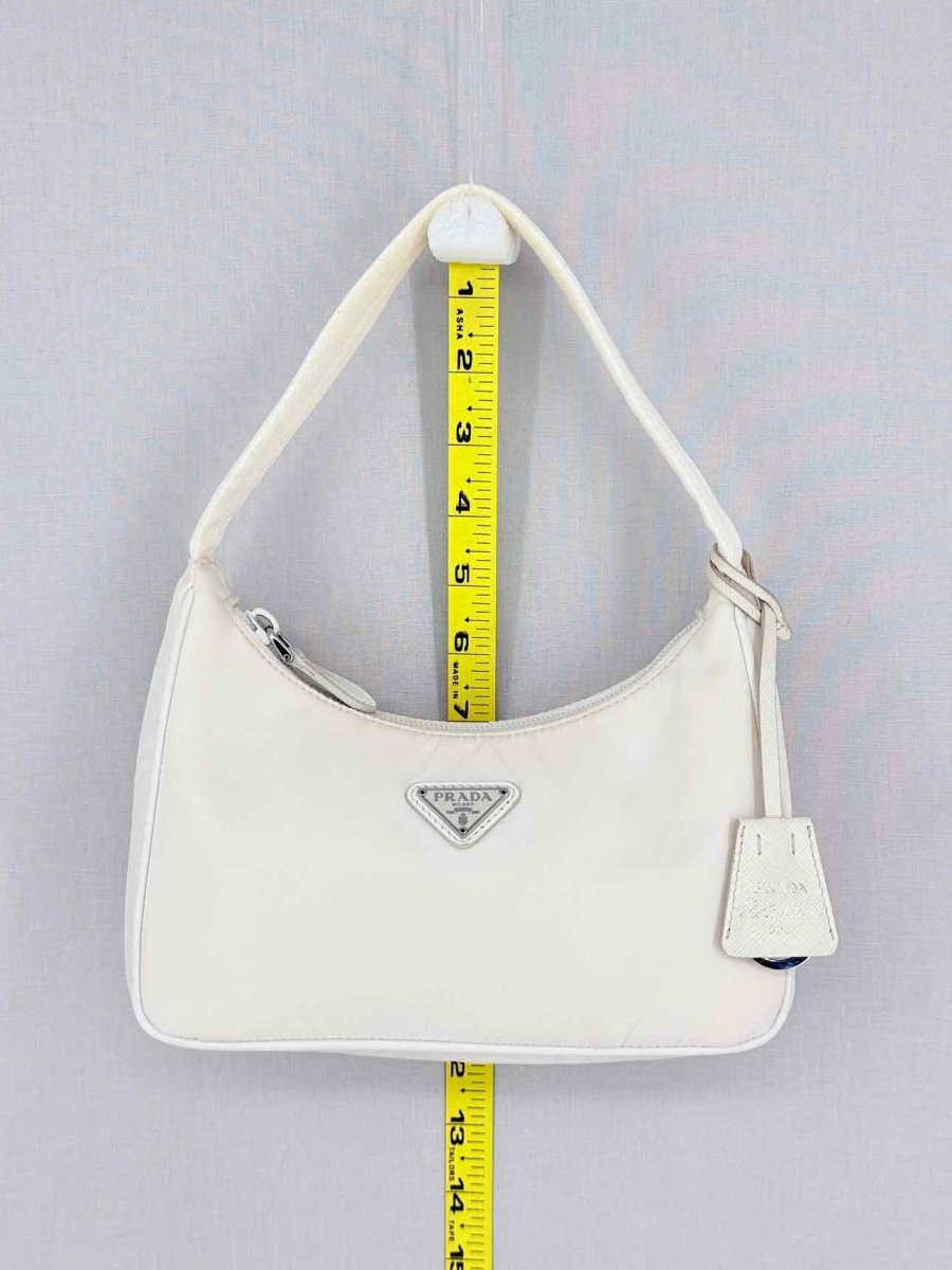 Pre - loved PRADA Re - Nylon Off - white Hobo bag at Reems Closet