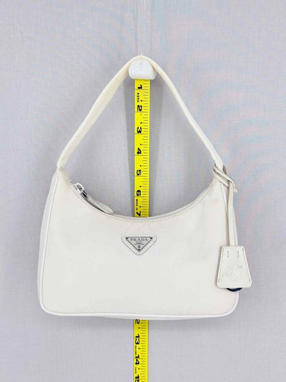 Pre - loved PRADA Re - Nylon Off - white Hobo bag at Reems Closet