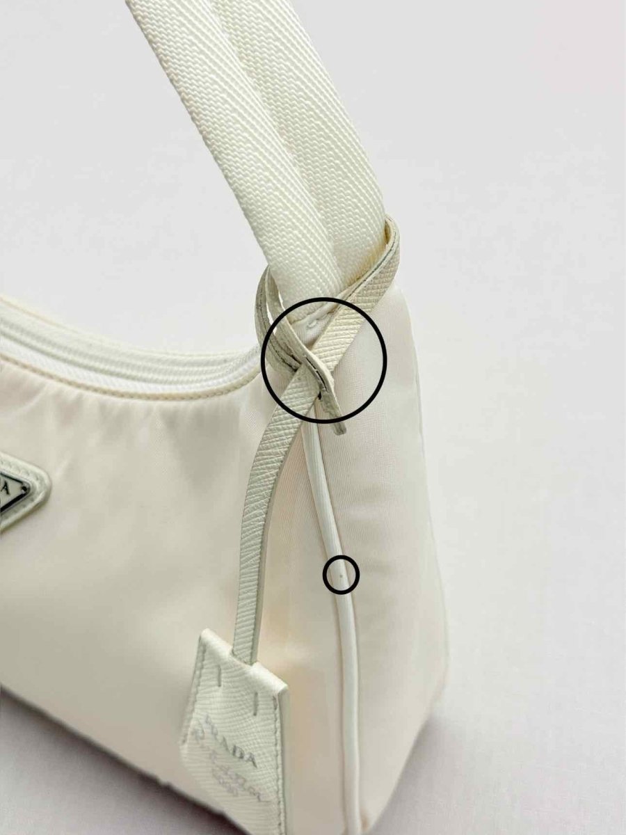 Pre - loved PRADA Re - Nylon Off - white Hobo bag at Reems Closet