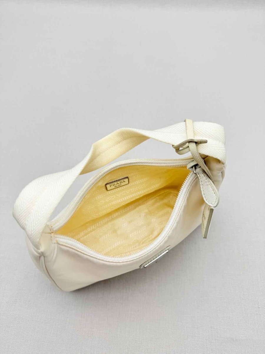 Pre - loved PRADA Re - Nylon Off - white Hobo bag at Reems Closet