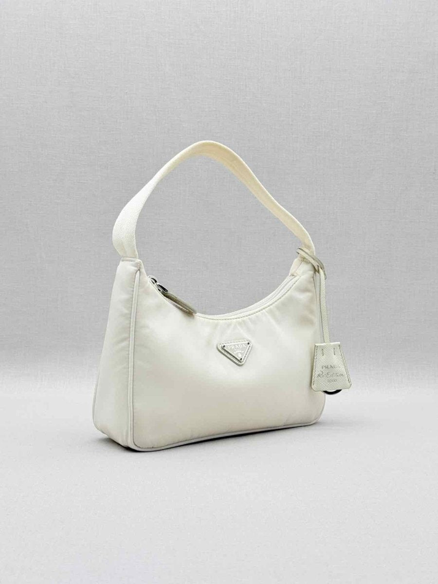 Pre - loved PRADA Re - Nylon Off - white Hobo bag at Reems Closet