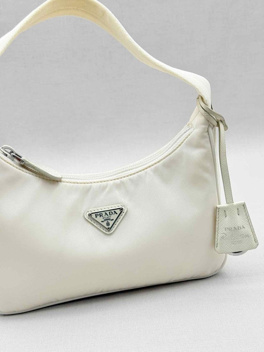 Pre - loved PRADA Re - Nylon Off - white Hobo bag at Reems Closet