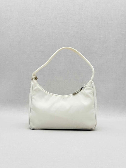 Pre - loved PRADA Re - Nylon Off - white Hobo bag at Reems Closet