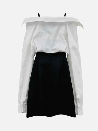 Pre-loved PRADA Re-Nylon White & Black Mini Dress from Reems Closet