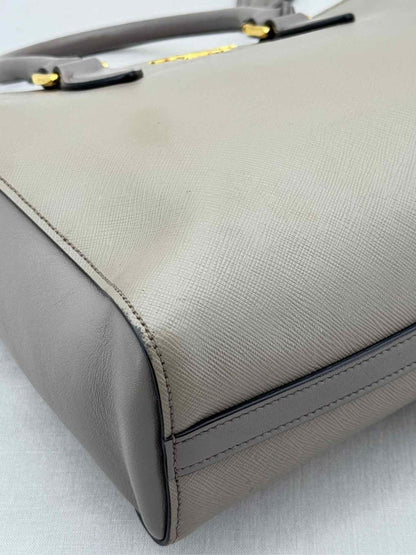 Pre - loved PRADA Saffiano Lux Grey Tote Bag at Reems Closet