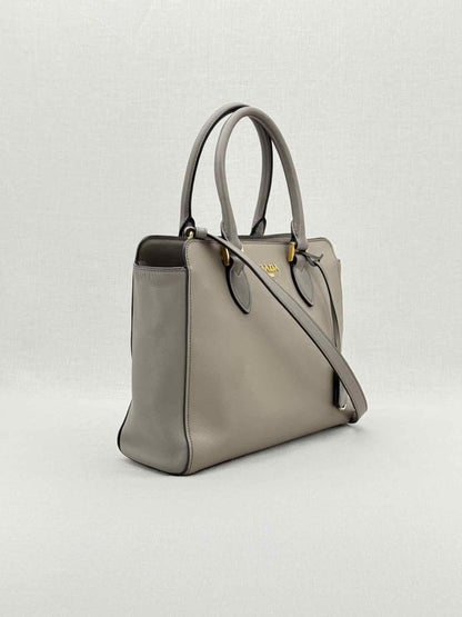 Pre - loved PRADA Saffiano Lux Grey Tote Bag at Reems Closet
