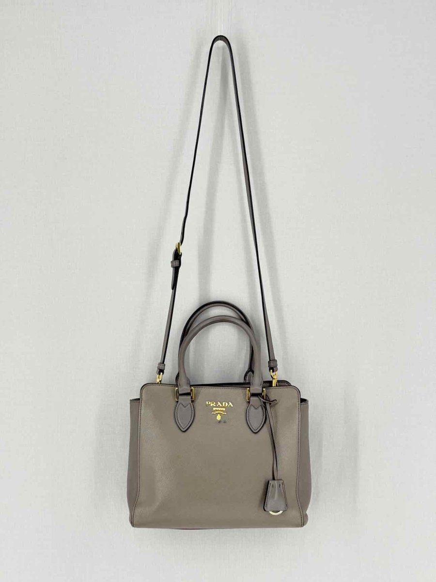 Pre - loved PRADA Saffiano Lux Grey Tote Bag at Reems Closet