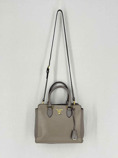 Pre - loved PRADA Saffiano Lux Grey Tote Bag at Reems Closet