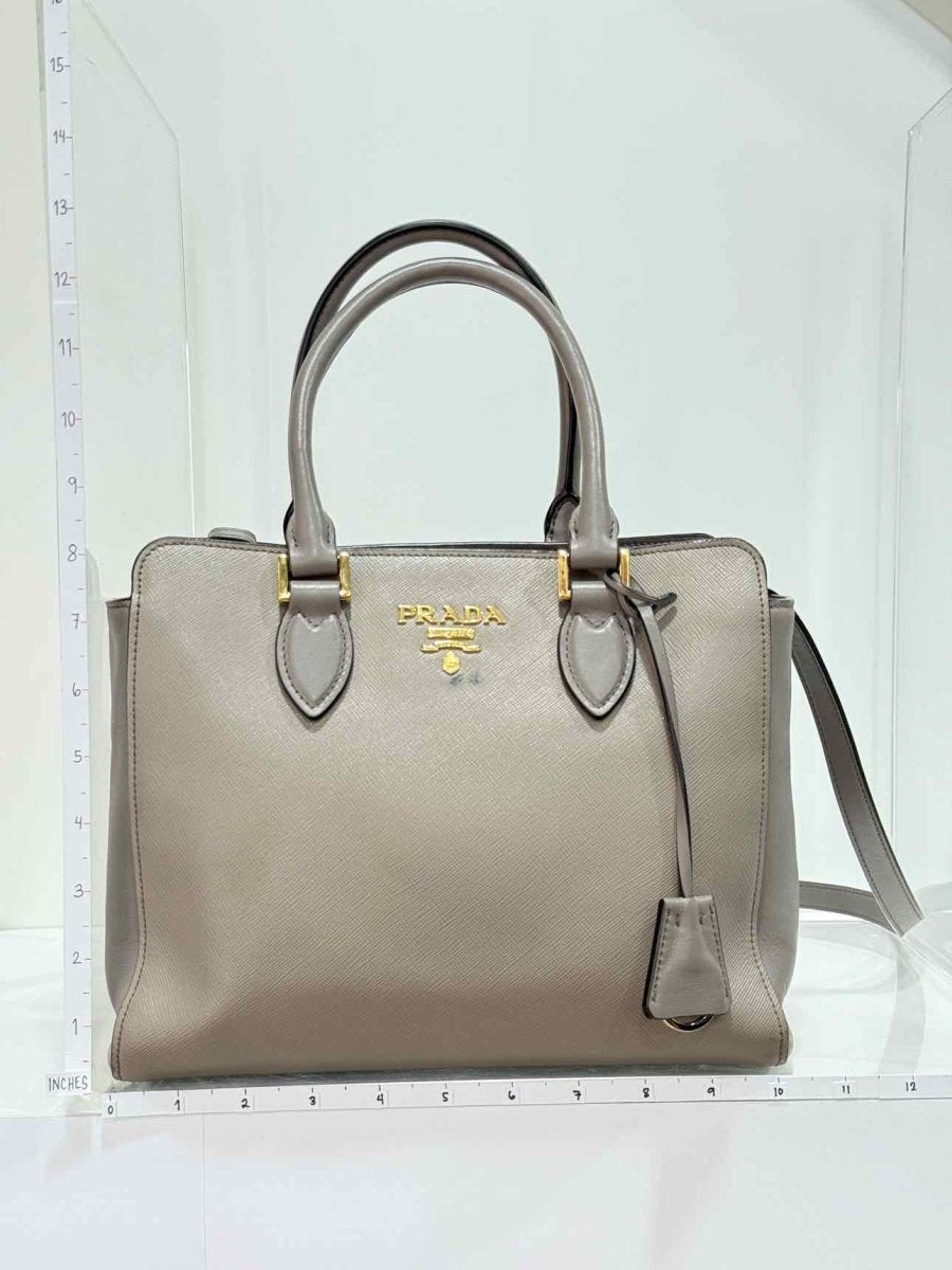 Pre - loved PRADA Saffiano Lux Grey Tote Bag at Reems Closet