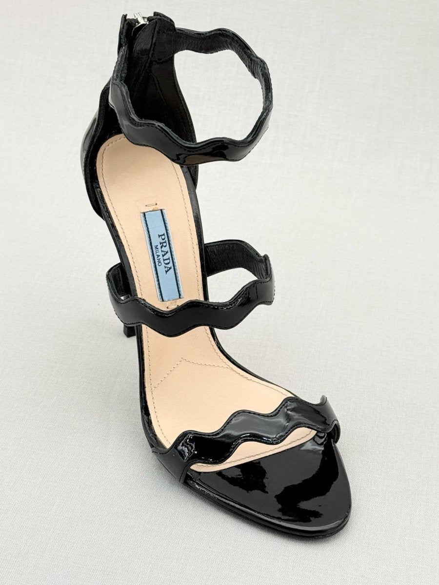 Pre - loved PRADA Scalloped Black Size EU 36.5 Heeled Sandals at Reems Closet