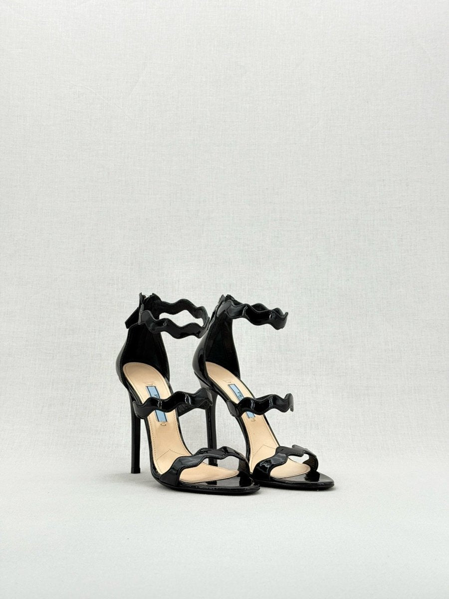 Pre - loved PRADA Scalloped Black Size EU 36.5 Heeled Sandals at Reems Closet
