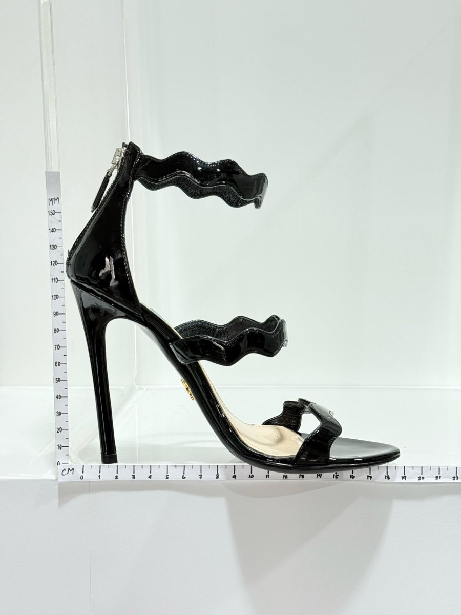 Pre - loved PRADA Scalloped Black Size EU 36.5 Heeled Sandals at Reems Closet