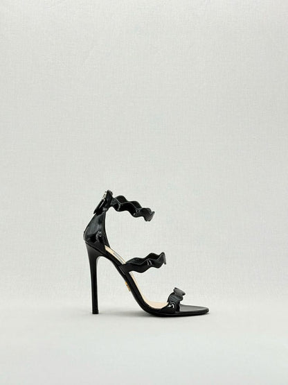 Pre - loved PRADA Scalloped Black Size EU 36.5 Heeled Sandals at Reems Closet