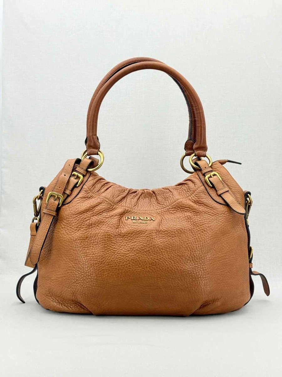 Pre - loved PRADA Signature Brown Shoulder Bag at Reems Closet