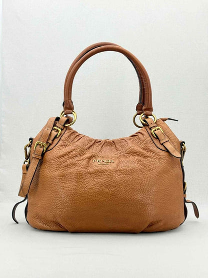 Pre - loved PRADA Signature Brown Shoulder Bag at Reems Closet