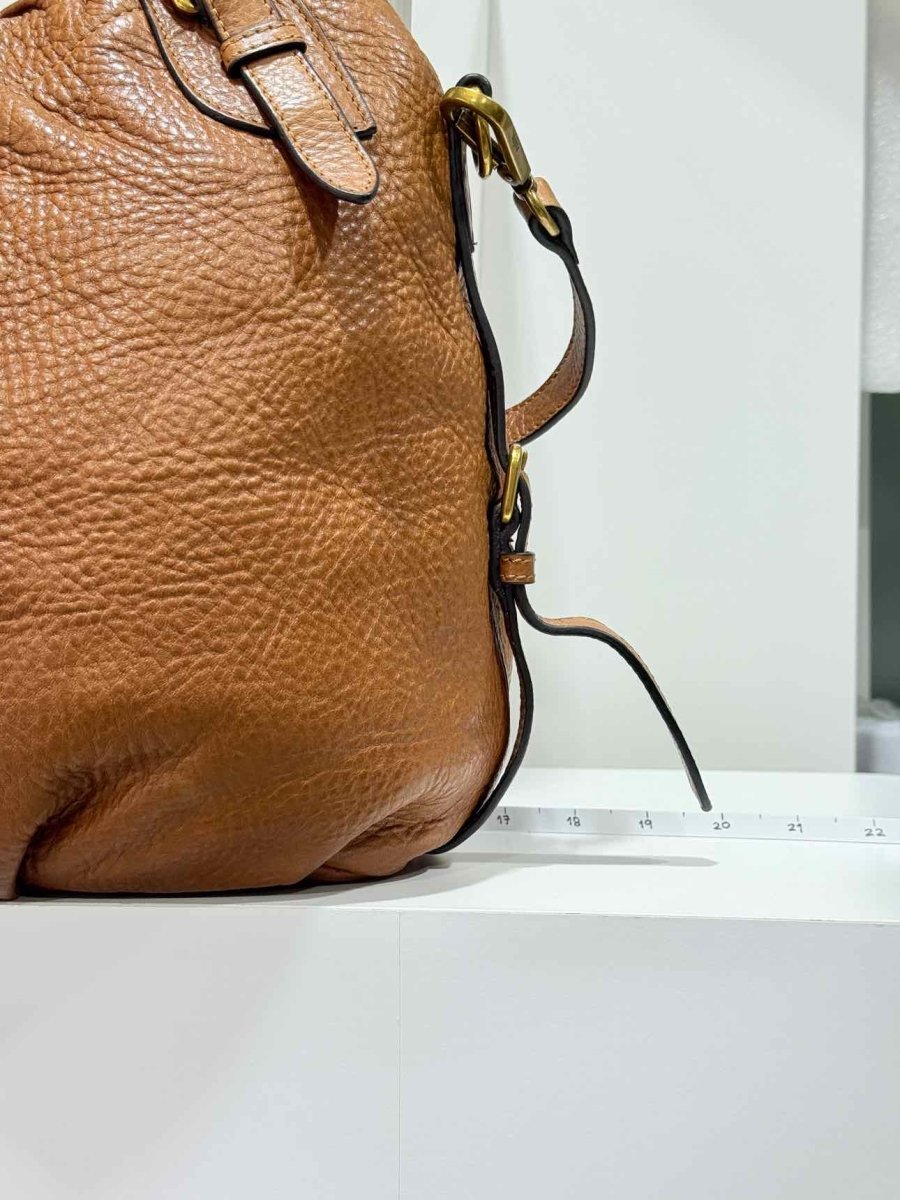 Pre - loved PRADA Signature Brown Shoulder Bag at Reems Closet