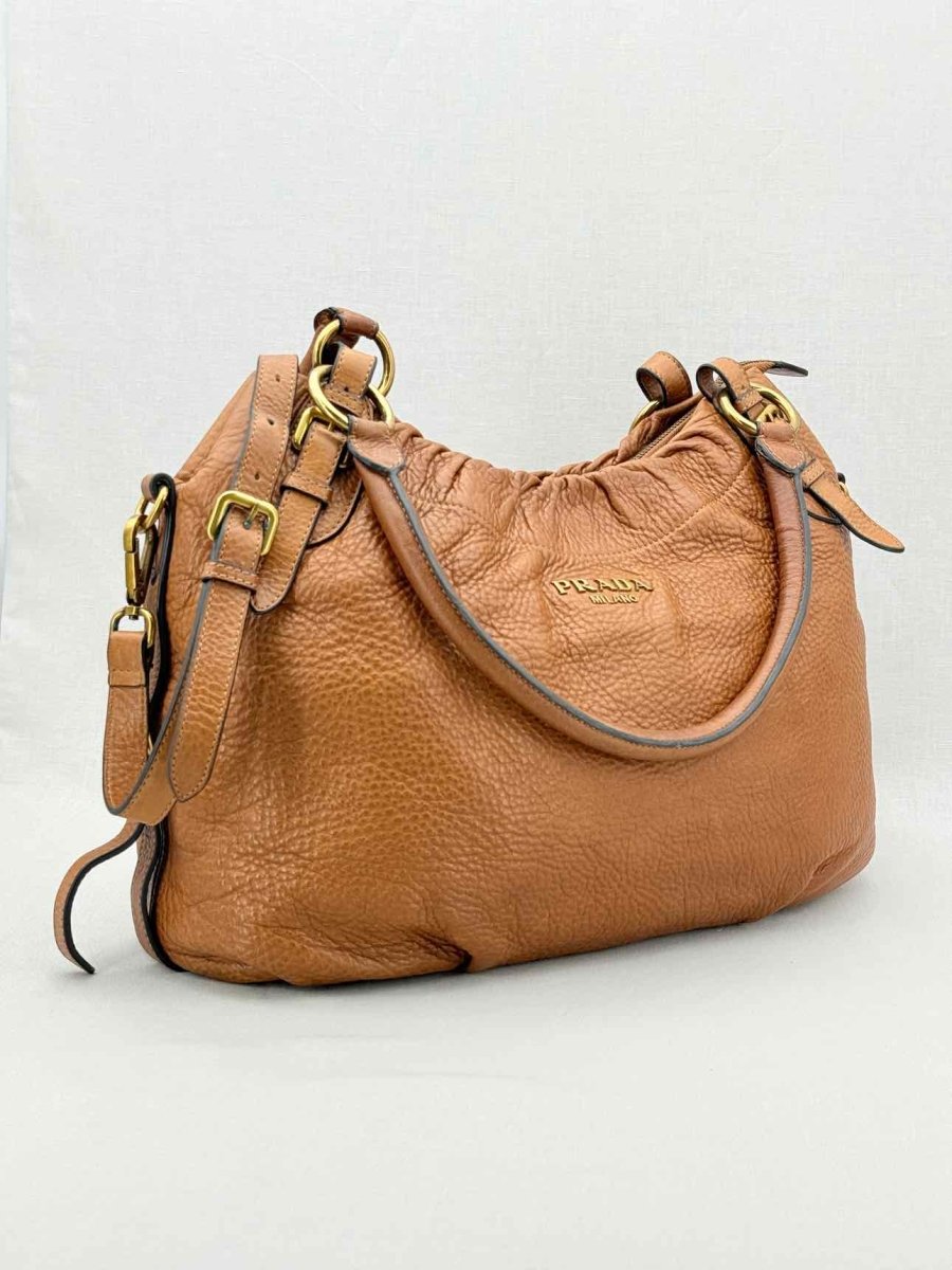 Pre - loved PRADA Signature Brown Shoulder Bag at Reems Closet