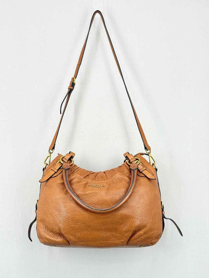 Pre - loved PRADA Signature Brown Shoulder Bag at Reems Closet