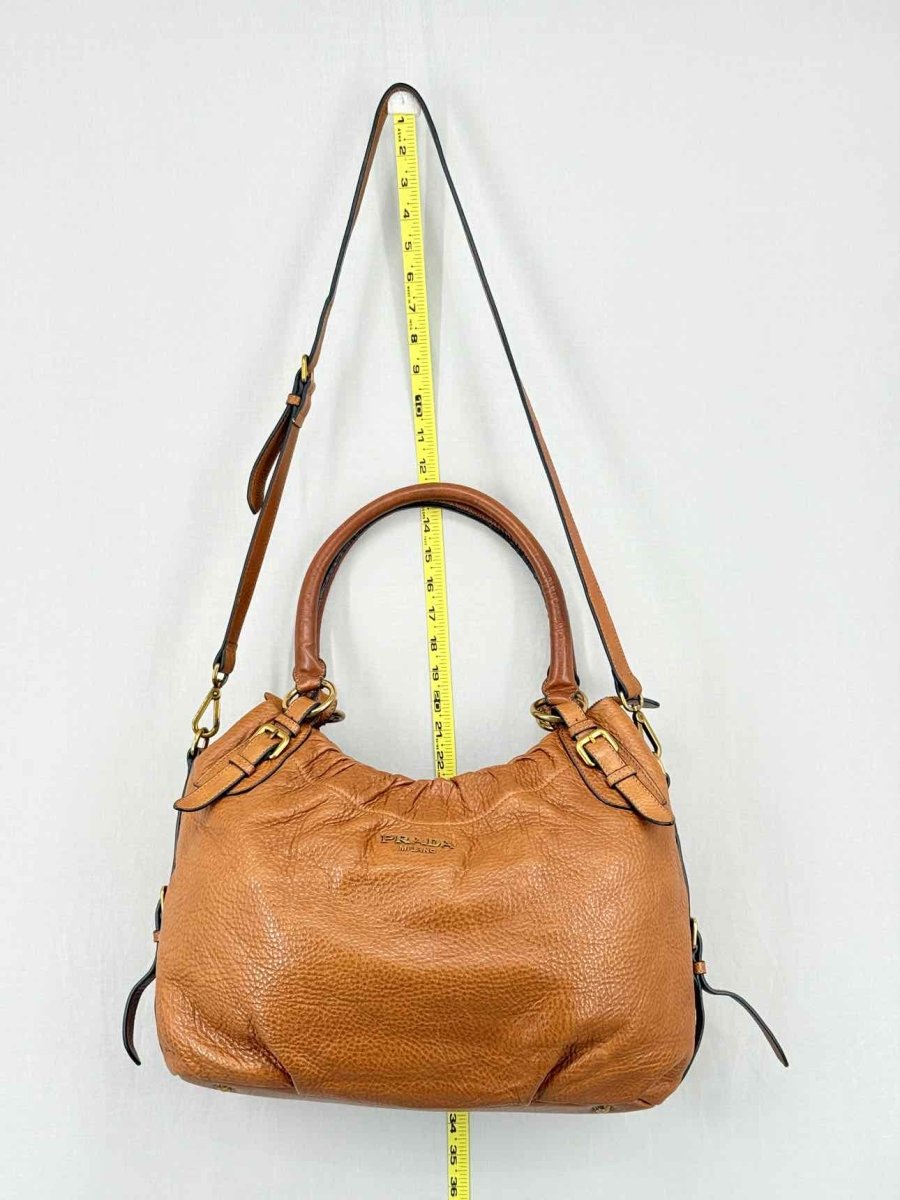 Pre - loved PRADA Signature Brown Shoulder Bag at Reems Closet