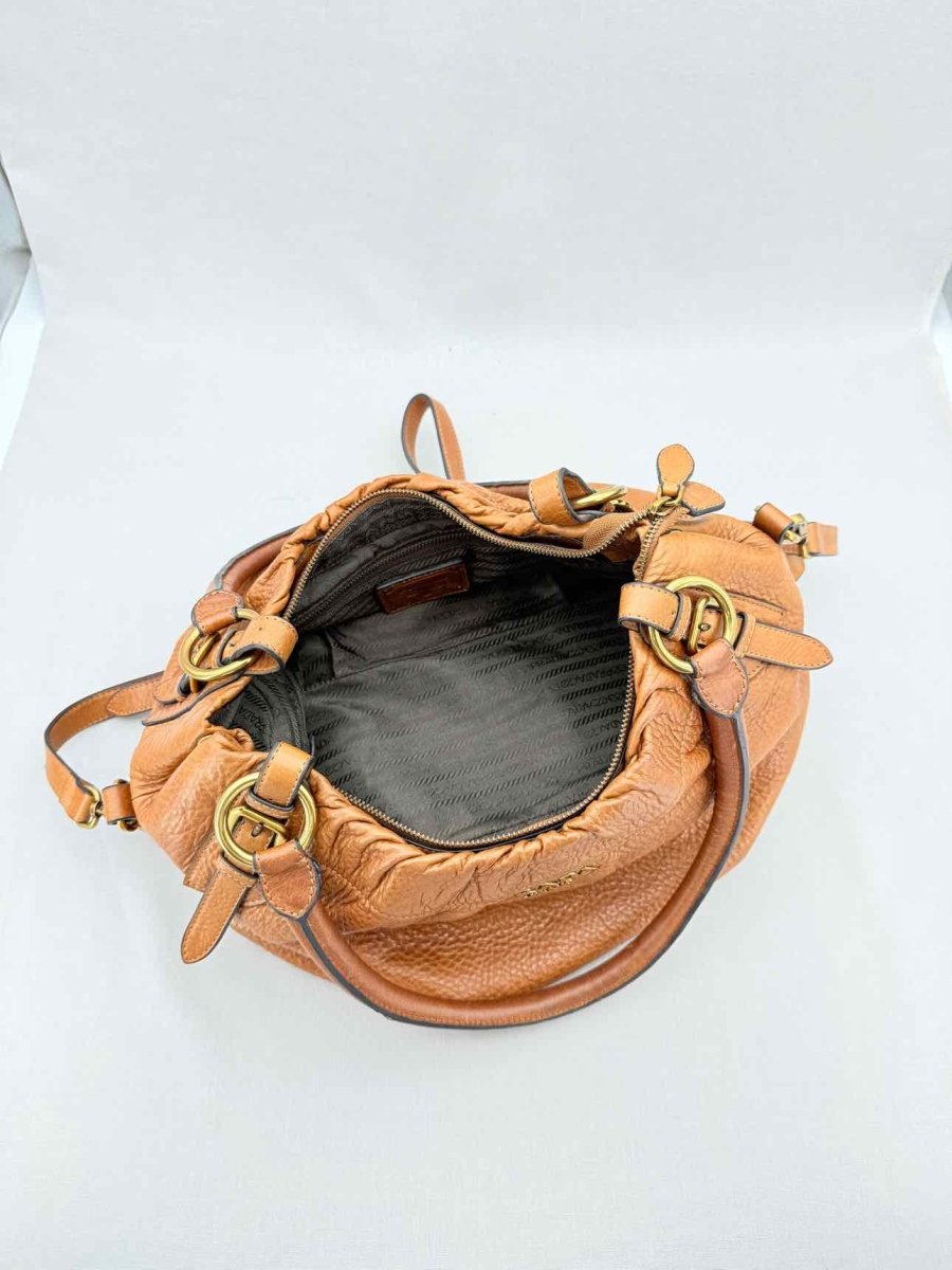 Pre - loved PRADA Signature Brown Shoulder Bag at Reems Closet