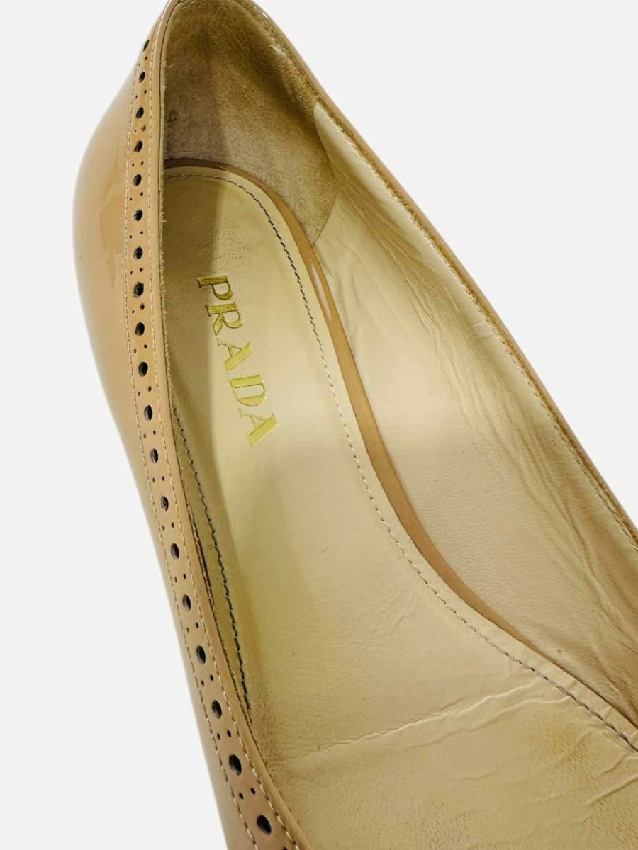 Pre - loved PRADA Toe Cap Beige & Black Ballet Flats 36 at Reems Closet