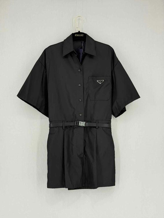 Pre - loved PRADA Triangle Logo Black Size US 4 Playsuit at Reems Closet