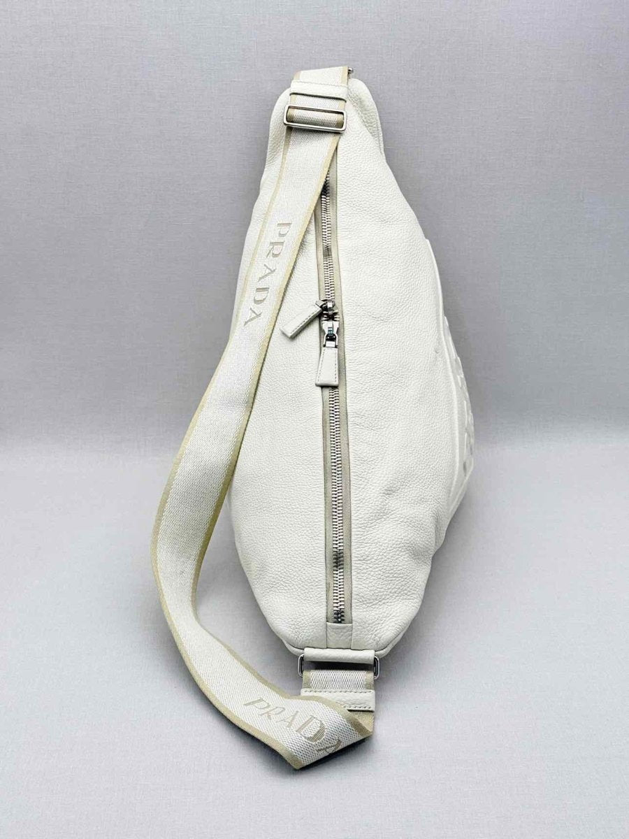 Pre-loved PRADA Triangle Off-white Shoulder Bag at Reems Closet