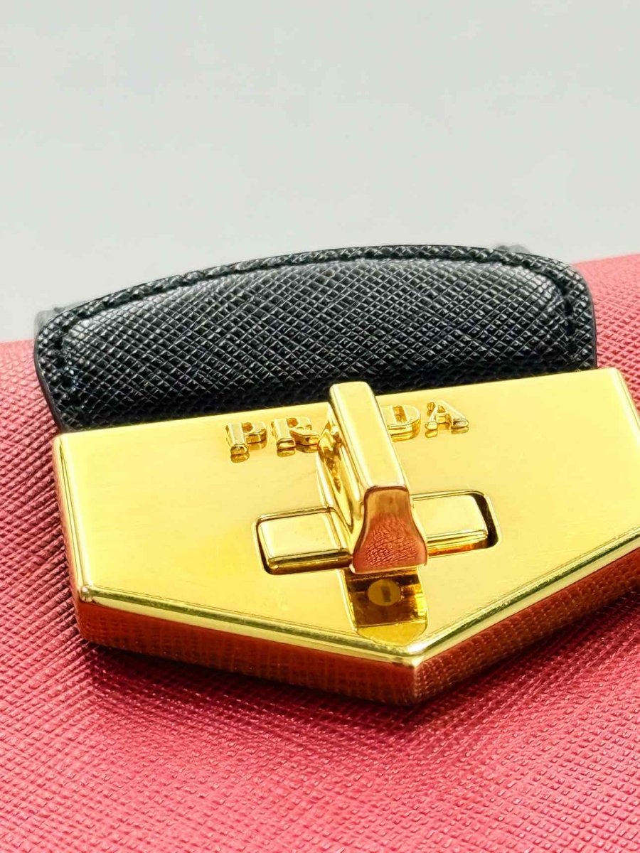 Pre - loved PRADA Tricolor Turn Lock Red Multicolor Tote Bag at Reems Closet