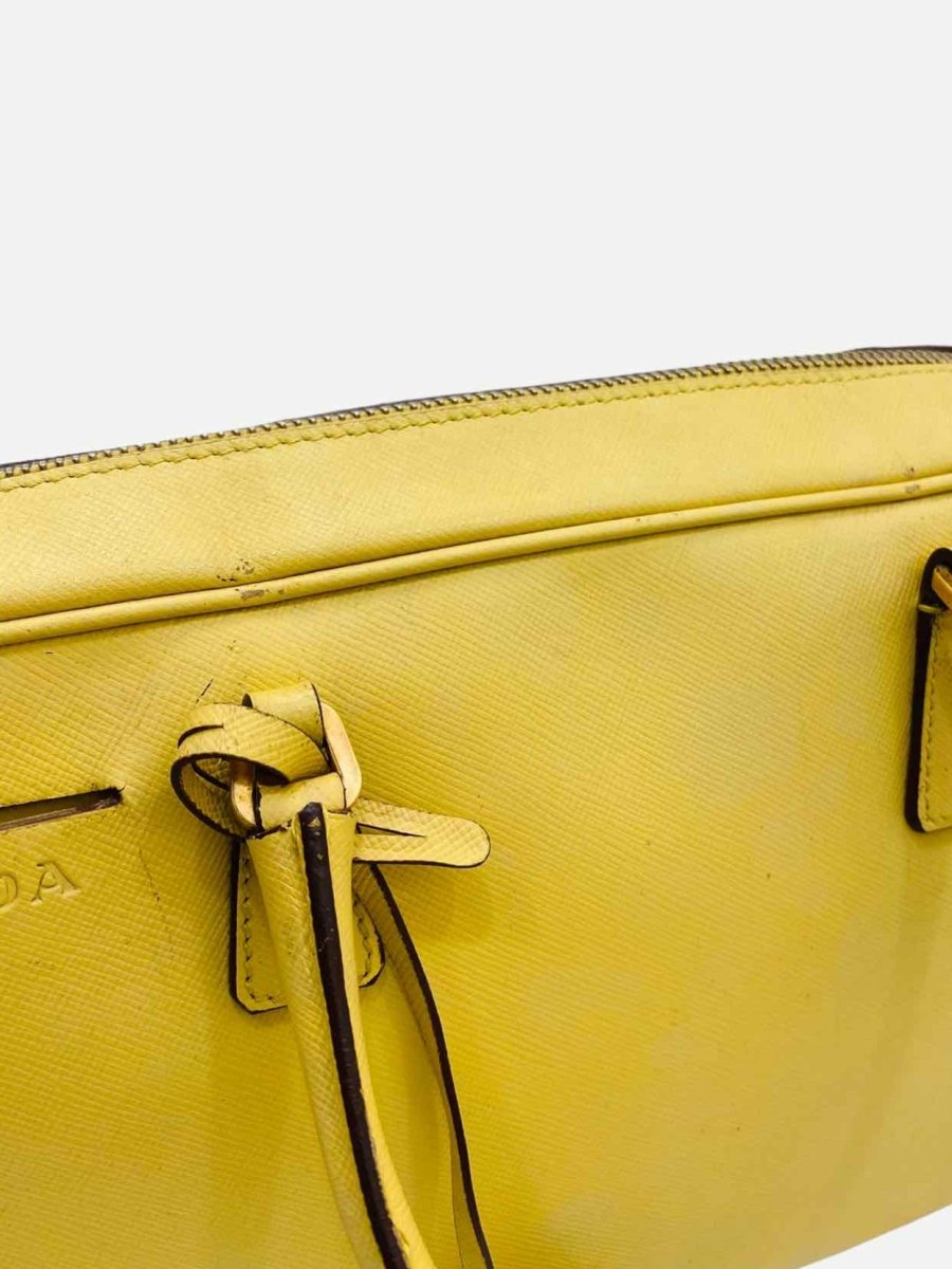 Pre - loved PRADA Vintage Yellow Top Handle at Reems Closet