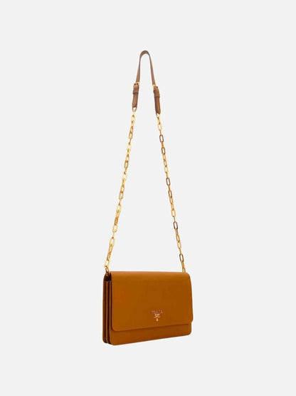 Pre - loved PRADA Wallet on Chain Caramel Shoulder Bag at Reems Closet