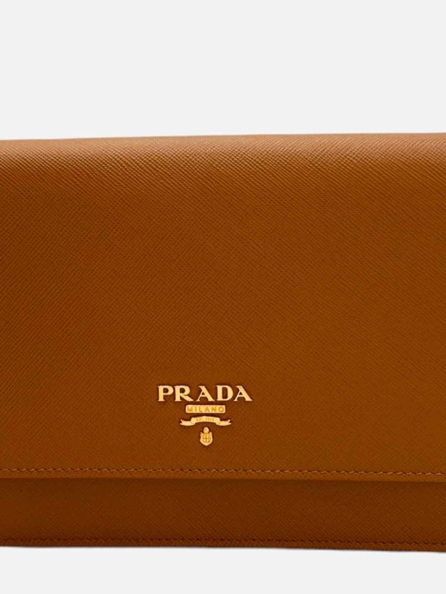 Pre - loved PRADA Wallet on Chain Caramel Shoulder Bag at Reems Closet