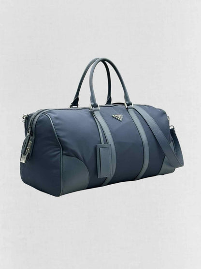 Pre - loved PRADA Weekender Navy Blue Duffel bag at Reems Closet