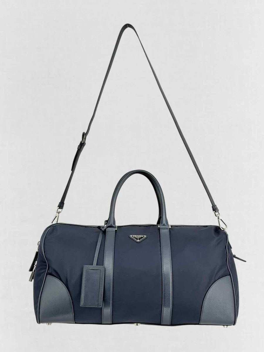 Pre - loved PRADA Weekender Navy Blue Duffel bag at Reems Closet