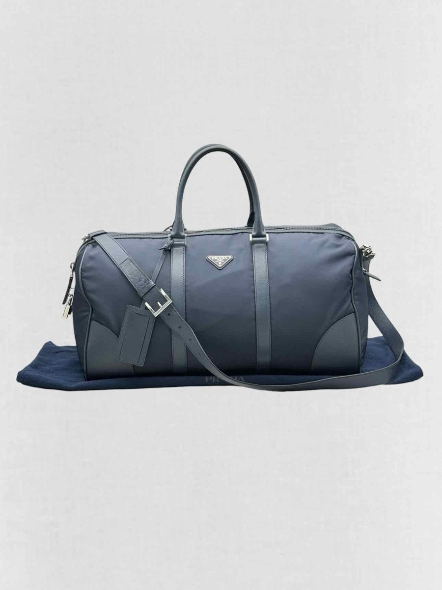 Pre - loved PRADA Weekender Navy Blue Duffel bag at Reems Closet