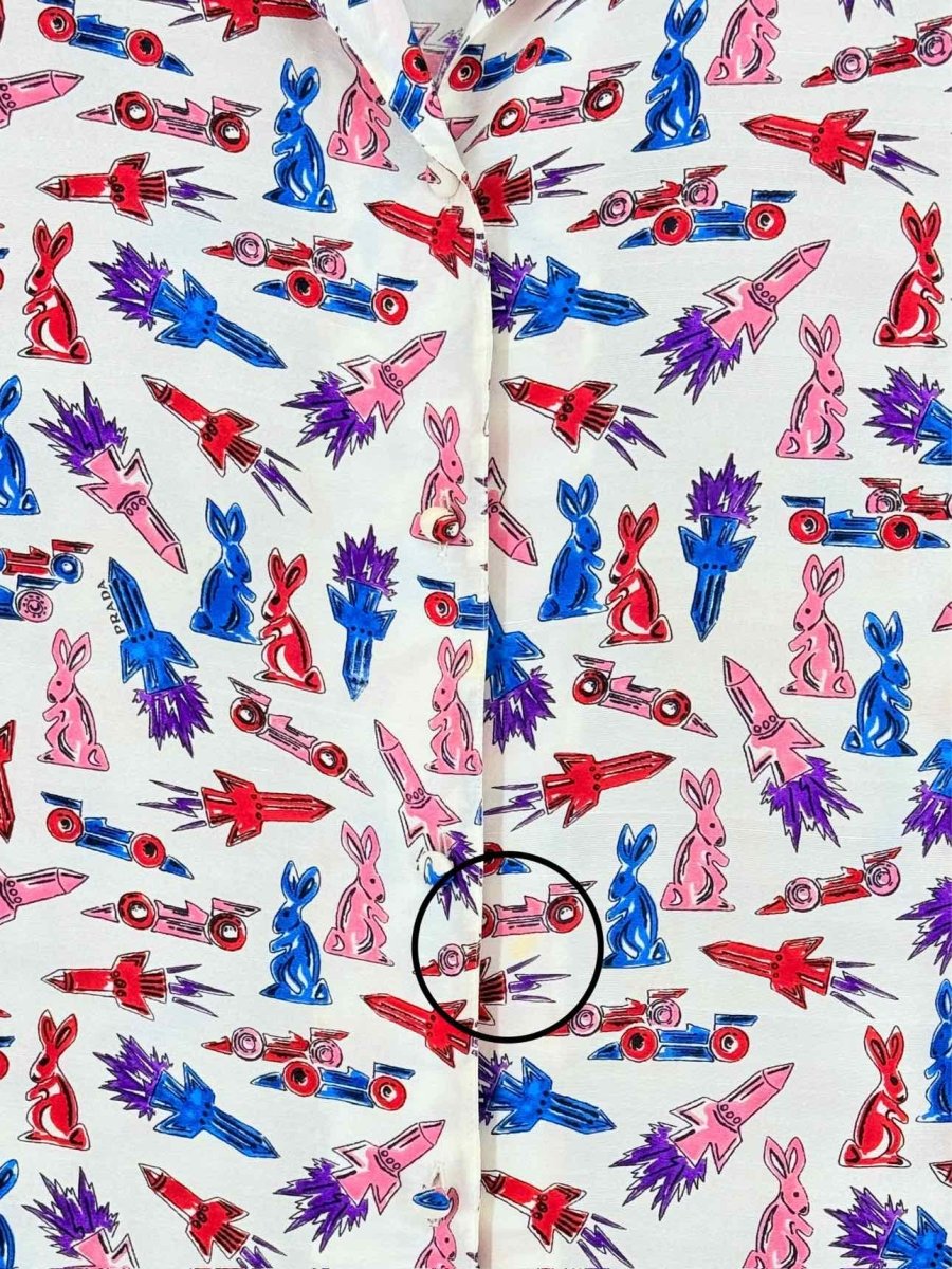 Pre - loved PRADA White Multicolor Size Small Shirt at Reems Closet