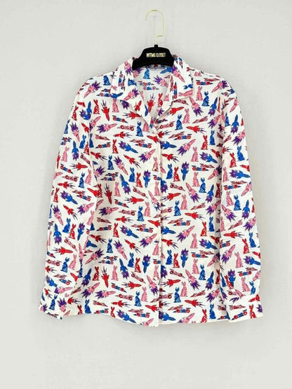 Pre - loved PRADA White Multicolor Size Small Shirt at Reems Closet