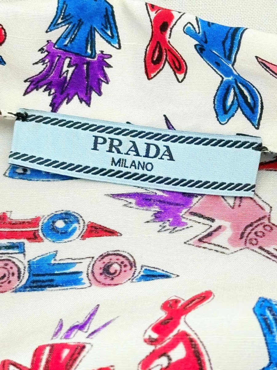 Pre - loved PRADA White Multicolor Size Small Shirt at Reems Closet