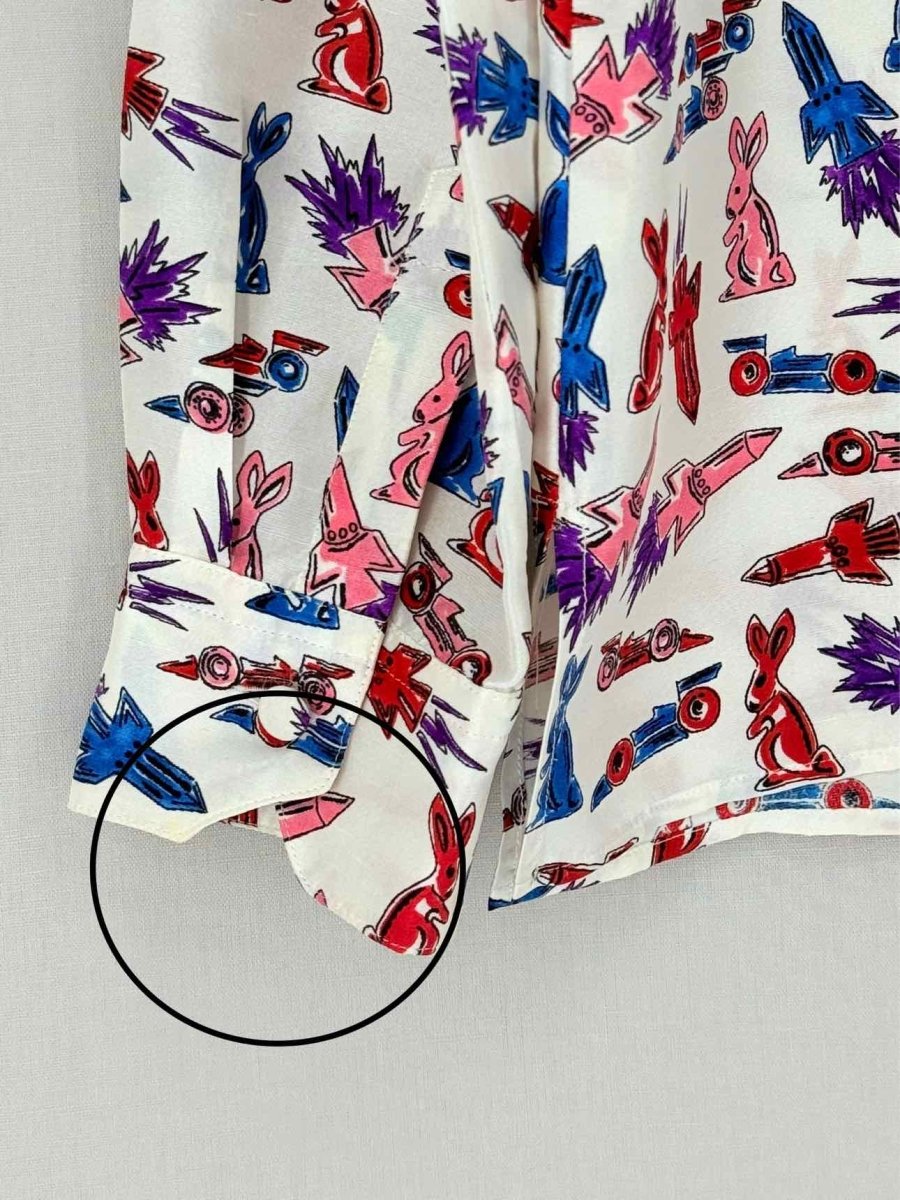 Pre - loved PRADA White Multicolor Size Small Shirt at Reems Closet