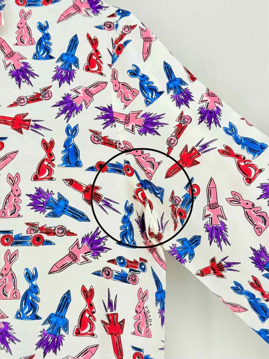 Pre - loved PRADA White Multicolor Size Small Shirt at Reems Closet