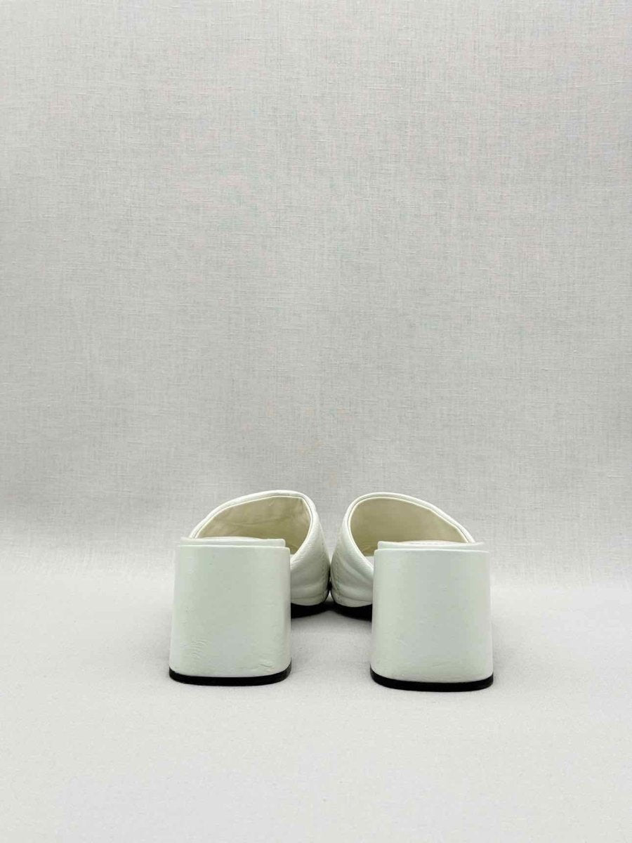 Pre - loved PRADA White Quilted Size EU 37.5 Heeled Sandals at Reems Closet