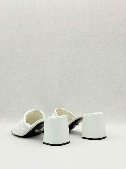 Pre - loved PRADA White Quilted Size EU 37.5 Heeled Sandals at Reems Closet