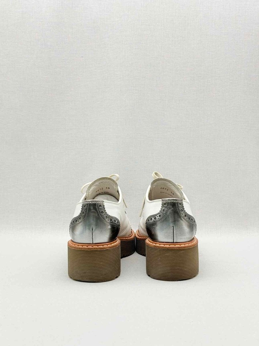 Pre-loved PRADA White & Silver Cap Toe Size EU 38 Brogues at Reems Closet