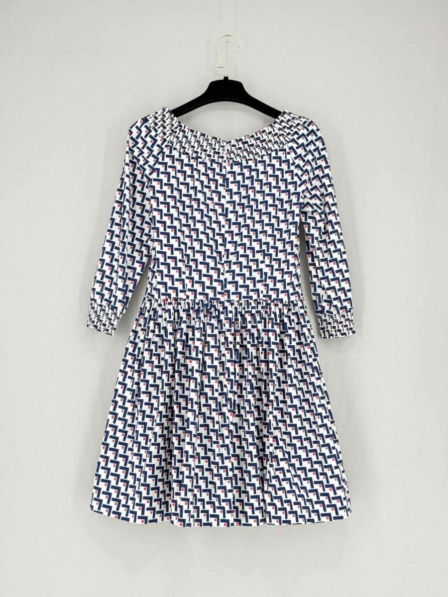 Pre - loved PRADA White w/ Blue & Red Size US 6 Short Dress at Reems Closet
