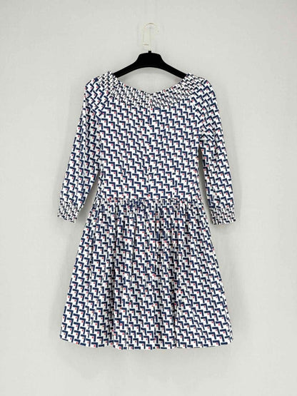 Pre - loved PRADA White w/ Blue & Red Size US 6 Short Dress at Reems Closet