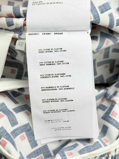 Pre - loved PRADA White w/ Blue & Red Size US 6 Short Dress at Reems Closet