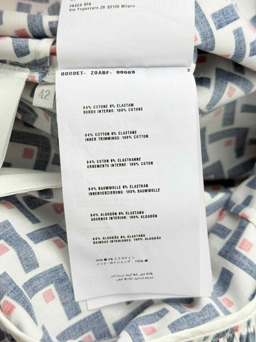 Pre - loved PRADA White w/ Blue & Red Size US 6 Short Dress at Reems Closet